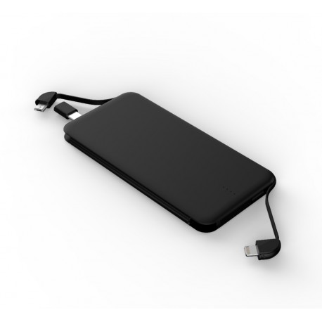 Acumulator extern POWERZILLA PZ07K - 6000 mAh Power Bank cablu MircoUsb/Apple atasat si adaptor USB Tipe C, Universal Powerbank